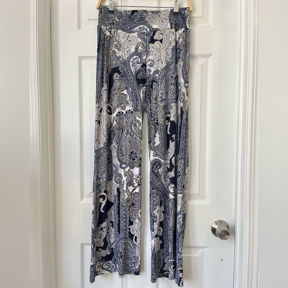 Cache Paisley Print Palazzo Wide Leg Pants Size 4